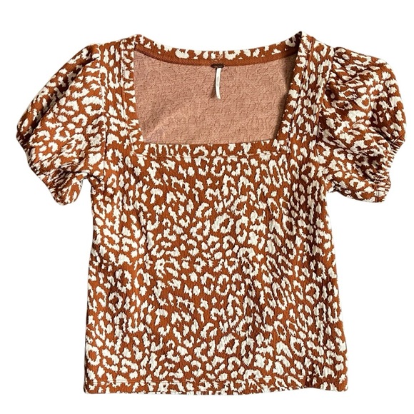 Free People No Type Square Neckline Balloon Sleeve Tee - Picture 1 of 10